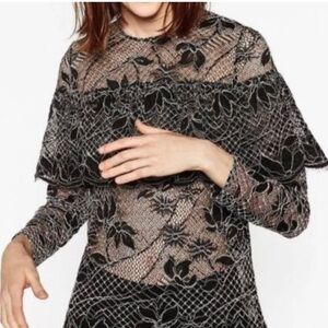 Zara black white lace top.